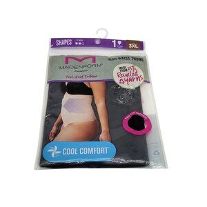 Maidenform Flexees High Waist Thong Womens 3XL Black Shapewear Cool Comfort Firm